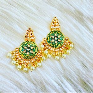 Pearl Kundan Meenakari Chandelier Earring